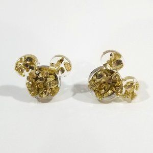 Clear Mickey Earrings with Gold Confetti